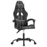 Cumpara ieftin Scaun de gaming pivotant, negru si gri, piele ecologica