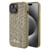 Husa pentru Apple iPhone 15, Guess, Disco Metal Script, Aurie