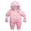 Combinezon Roz Pudra Fas Teddy Bear 6-24 Luni, Gluga, Botosei si Manusi Detasabile, Captusit Blanita Fina Iarna