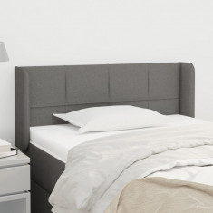 vidaXL Tăblie de pat cu aripioare gri închis 103x16x78/88 cm textil