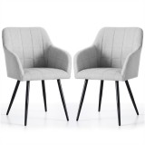 Set 2 Scaune Dining Luxano Akord Furniture Factory Tapitate Velur Gri Deschis 54x58x82 cm
