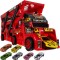 Set Camion de Remorcare cu Lansator ?i 6 Ma?inu?e, Ro?u/Negru, Func?ie Pliabila