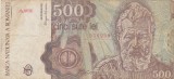 ROMANIA 500 LEI APRILID EROARE 1991 F