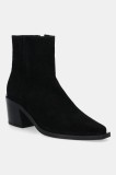 Answear.LAB cizme din piele intoarsa culoarea negru, cu toc drept, izolare usoara