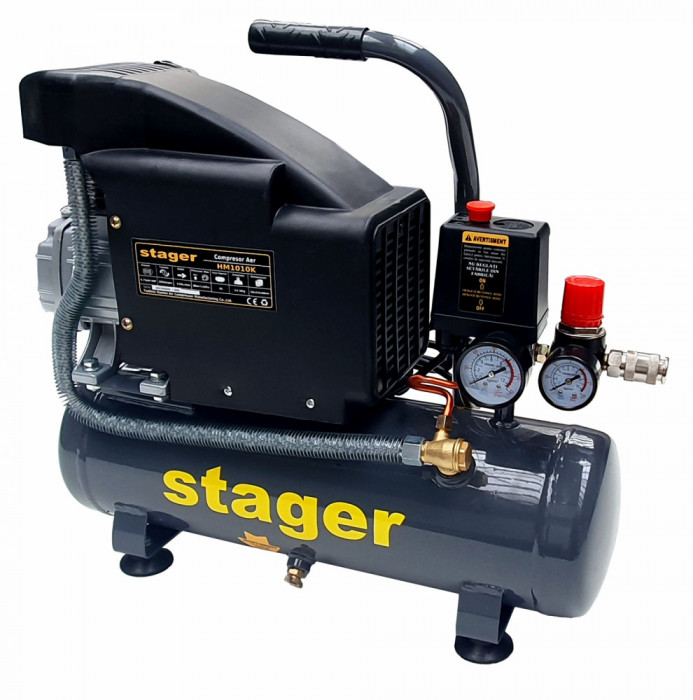 Stager HM1010K compresor aer, 6L, 8bar, 126L min, monofazat, angrenare directa