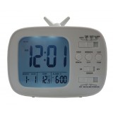 Ceas digital de masa , model Retro TV , afisaj 12/24 h , termometru , alb
