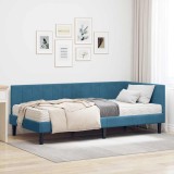 vidaXL Cadru de pat colțar cu saltea albastru 90 x 200 cm Catifea