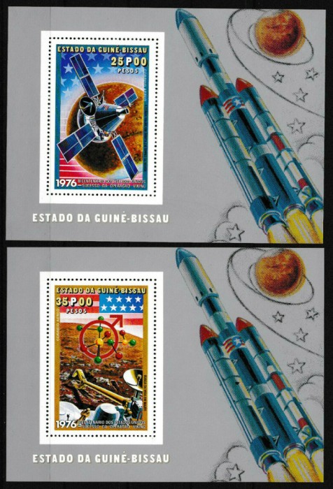 GUINEA BISSAU 1977 REVOLUTIA AMERICANA 2 SERII COMPLETE + 2 COLITE NESTAMPILATE