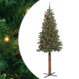 VidaXL Brad de Crăciun subțire Verde 180 cm PVC și lemn de PIN masiv 3394864