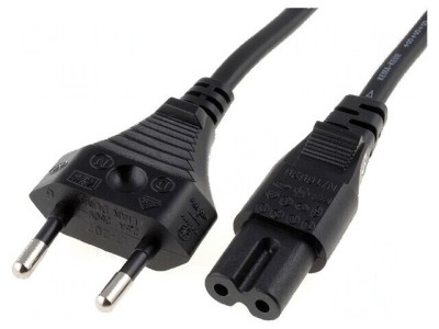 Cablu 2x0,75mm2 CEE 7/16 mufă IEC C7 mamă PVC 5m negru foto