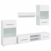Set mobilier comoda TV de perete, 5 piese, iluminare LED, alb, DKD Home Decor