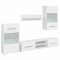 Set mobilier comoda TV de perete, 5 piese, iluminare LED, alb