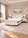 Pat Misterio 160x200 cm Tapitat Catifea Crem Somiera Inclusa (cod AF 3589-01)