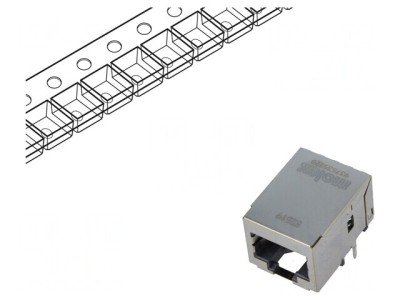 Soclu RJ45 ecranat cu transformator de separare PIN 8 foto