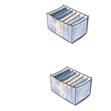 Set 2 organizatoare pentru haine, 2 x 36.5 x 17.5 x 19 cm, 7 compartimente, poliester, gri