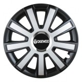Set 4 capace roti Silver/black cu inel cromat R14 Compatibil Cu Daewoo, Autohelix MSA