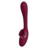 Vibrator dublu S PLEASURES Dual Pleasure, pentru clitoris și punctul G, 10 funcții de vibrație, rezistent la apă, culoare roșu
