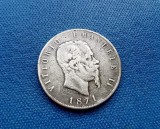 Moneda Argint Italia 1871 Emanuel II 5 Lire ML, 3.7cm, Argint, Veche