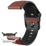 Curea hibrid piele-silicon compatibila cu Samsung Galaxy Watch8 40mm, Carob Brown