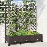 Cumpara ieftin Vaza de gradina cu spalier si roti Maro 120 x 40 x 131,5 cm PP