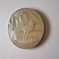 Rară! Saint Helena,Ascension si Tristan da Cunha 50 Pence 1998 WWF moneda UNC