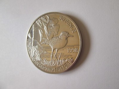 Rară! Saint Helena,Ascension si Tristan da Cunha 50 Pence 1998 WWF moneda UNC foto