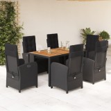 VidaXL Set mobilier de grădină cu perne, 7 piese, negru, poliratan 3212477