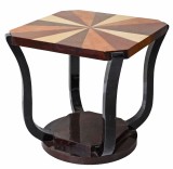 Masuta Art Deco Lemn Masiv Furniruit Model CAT013, 60x60x60cm, Cafea/Ziare, Living/Birou/Dormitor