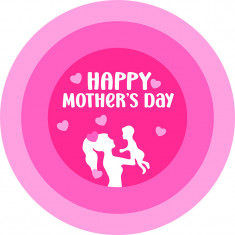 Sticker decorativ, Happy mom day with child, Roz, 60 cm, 7312ST