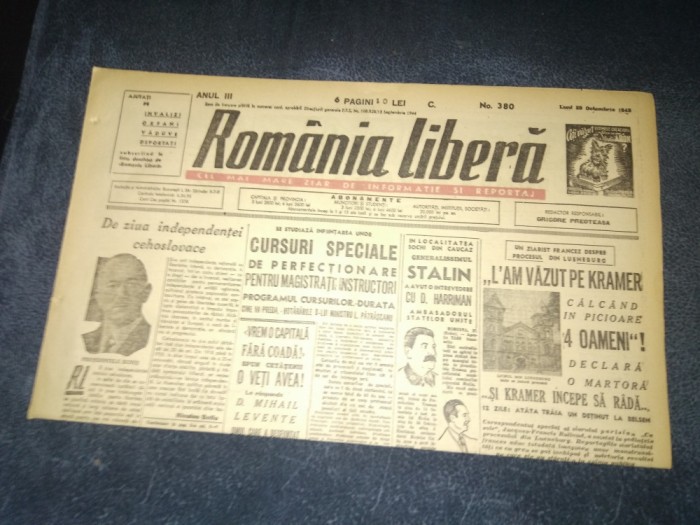 ZIARUL ROMANIA LIBERA 29 OCTOMBRIE 1945
