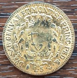 (M2127) REPLICA MONEDA DE AUR - ITALIA - 5 LIRE 1827, PLACATA CU AUR