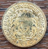 (M2127) REPLICA MONEDA DE AUR - ITALIA - 5 LIRE 1827, PLACATA CU AUR