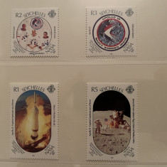 seychelles serie timbre spatiu cosmos apollo aselenizare nestampilate MNH