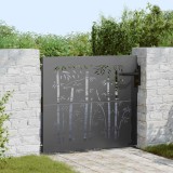 vidaXL Poartă de grădină Negru 105 x 100 cm Oțel vopsit &icirc;n pulbere