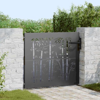 vidaXL Poartă de grădină Negru 105 x 100 cm Oțel vopsit &amp;icirc;n pulbere 42015869 foto
