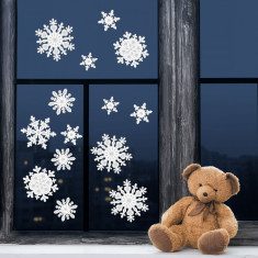 Decorațiuni de geam, cu motive de Crăciun - set cu cristale de gheață - h&amp;acirc;rtie - albe foto