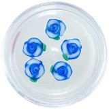 Decorațiuni unghii - flori acrilice, albastre și albe, INGINAILS