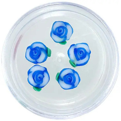 Decorațiuni unghii - flori acrilice, albastre și albe foto