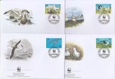 Tristan da Cunha 1999 - Păsări, albatros, fauna WWF, serie 4 plicuri prima zi foto