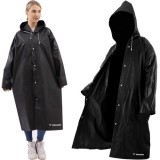 Pelerina Ploaie Universala Neagra EVA Usoara Trizand 145x70 cm, 110 cm fara gluga, Inchidere Nasturi