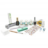 Kit unghii false cu Gel UV, top, baza, accesorii