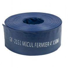 Furtun plat Micul Fermier, 50 m, 4 inch, 2 bar, PVC, Albastru
