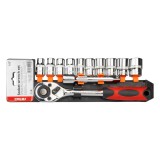 Set chei tubulare cu clichet AMiO 11 piese, 1/2 inch, 10-24 mm