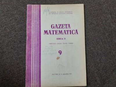 GAZETA MATEMATICA NR 9/1971 foto