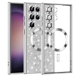 Husa premium Samsung Galaxy S23 Ultra Asteroid GSM Luxury Glitter MagSafe, argintiu