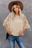 K819-15 Bluza casual din material lejer cu maneci scurte largi