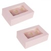 Cutii Brioșe, Model Crăciun, Capac Fereastră, Dimensiuni 24x17x7.5cm, Culoare Roz, Set 2 Bucăți, Oem
