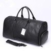 Geanta voiaj, fitness, BUSY LDY&GTM® Nomad, piele naturala, compartiment incaltaminte, unisex, capacitate mare, neagra