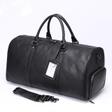 Cumpara ieftin Geanta voiaj, fitness, BUSY LDY&amp;GTM&reg; Nomad, piele naturala, compartiment incaltaminte, unisex, capacitate mare, neagra