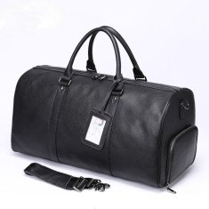 Geanta voiaj, fitness, BUSY LDY&amp;GTM&reg; Nomad, piele naturala, compartiment incaltaminte, unisex, capacitate mare, neagra